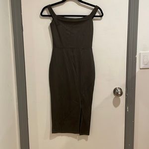 Green Suede Midi Dress